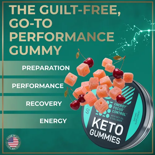 Vista 2 de MCT Oil Keto Gummies - Gomitas de colágeno potenciador del metabolismo – Gomitas de energía masticables de energía para preentrenamiento, energía