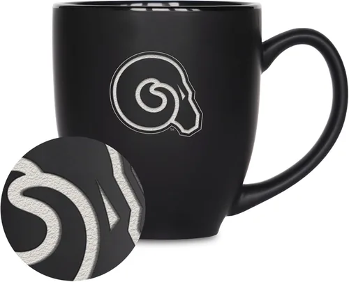 Vista 150 de Rico Industries - Taza de cerámica mate negra con grabado láser estándar de 15oz para NCAA (escuelas T & U) - Para bebidas calientes o frías
