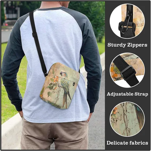 Vista 6 de Boho Vintage Parrot small messenger bag for women Small Crossbody Bags For Women Woman Cross Body Purse Ladies Shoulder Handbags Adjustable Strap