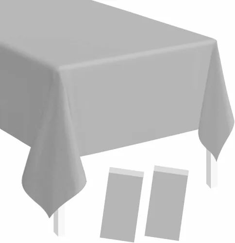 Vista 22 de SietDESEO - Paquete de 2 manteles a cuadros azul y blanco, 54 x 108 pulgadas, mantel premium desechable de plástico para picnic, diseño gingham