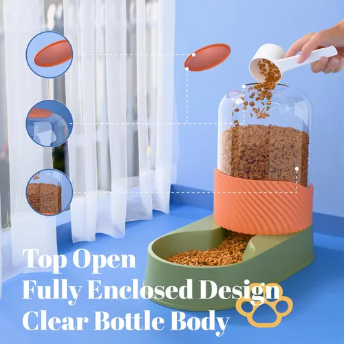 Vista 4 de Comedero automático para gatos y dispensador de agua, 2 unidades, alimentador de alimentos por gravedad para perros y cuenco de agua para mascotas