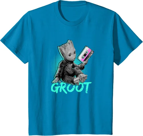 Vista 8 de Camiseta infantil Marvel Guardians of the Galaxy Vol. 2 Baby Groot Mix Tape, Negro