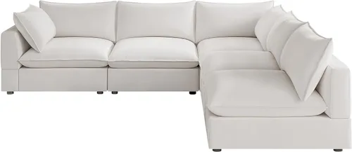 Vista 9 de Sofá modular seccional, sofá de nube de asiento profundo, cojines ultra cómodos, tapicería suave, funda extraíble, 4 plazas para sala de estar