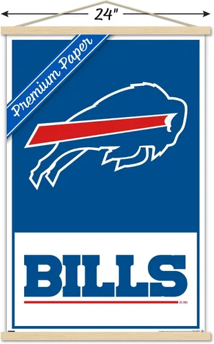 Vista 3 de Trends International NFL Buffalo Bills - Póster de pared con logotipo 21, 22.37 x 34.00 pulgadas, impresión prémium y colgador de madera de haya