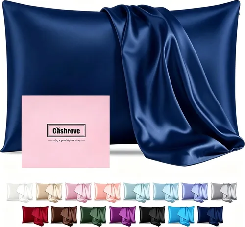 Vista 8 de Fundas de almohada de seda con cremallera, funda de almohada de morera, azul bebé, estándar, 1 unidad 20x26 Silk Pillowcase for Hair and