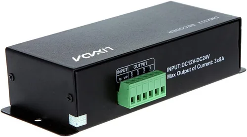 Vista 4 de Lixada DC 12V-24V 3 canales DMX Decorder LED controlador para RGB 5050 3528 LED tira de luz