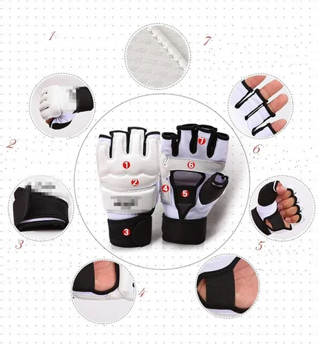 Vista 2 de Guantes de taekwondo para hombres y niños, saco de boxeo, artes marciales, artes marciales, artes marciales, lucha, entrenamiento de Muay Thai