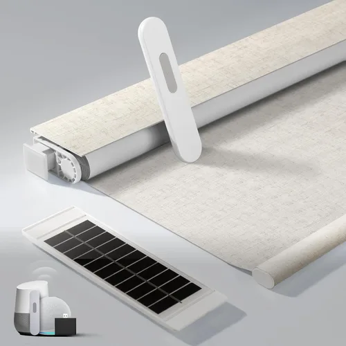 Vista 11 de Persianas motorizadas sin taladrar con control remoto, persianas automáticas opacas con panel solar, persianas enrollables eléctricas inteligentes