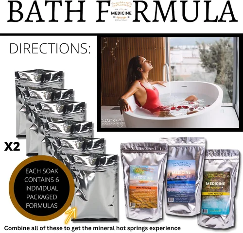 Vista 3 de Medicine Springs - Bañera de terapia mineral para la piel (2 remojos) Minerales del Mar Muerto, colección de remojo de aguas termales para curación