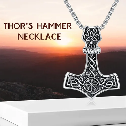 Vista 8 de KXJ Viking Jewelry - Collar con colgante de cruz celta para hombres y mujeres, símbolo de mitología nórdica, amuleto nórdico pagano, joyería