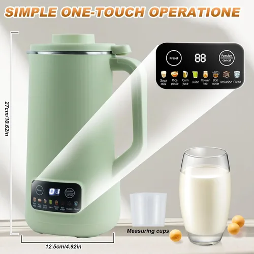 Vista 3 de Espumador de leche eléctrico, espumador de café de 16.9 fl oz con 10 cuchillas, control de temperatura, soja de avena casera de coco o leches a base