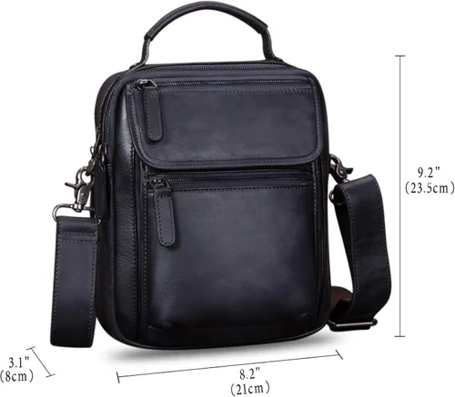 Vista 5 de IVTG Bolso de mensajero de cuero genuino para hombre, bolso bandolera bandolera para trabajo, negocios