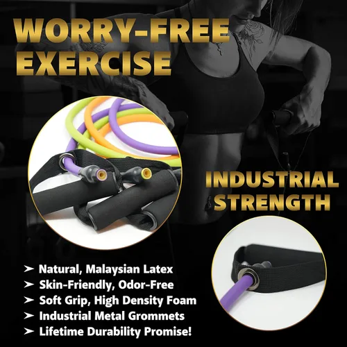 Vista 4 de Conjunto de Bandas de Resistencia para Hombres, Mujeres, Ejercicio y Entrenamiento. Bandas de Fitness para Trabajo de Piernas y Bíceps. Bandas
