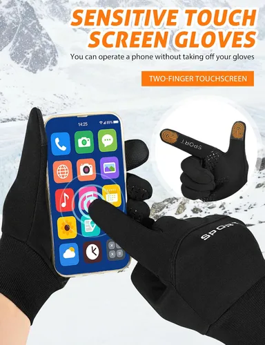 Vista 3 de AURUZA Guantes de invierno para hombres, guantes de ciclismo resistentes al viento para clima frío para hombres, guantes de correr al aire libre