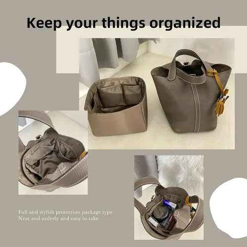 Vista 7 de DGAZ Organizador de bolso, sedoso y suave, seda, bolso de mano de lujo en moldeadores de bolsa, para mujer, se adapta a picotin1822 bolsas