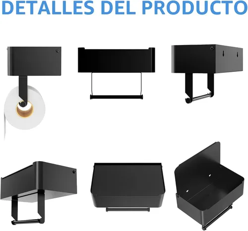 Vista 7 de JUYSON Soporte de papel higiénico con estante, dispensador de toallitas desechables para almacenamiento de toallitas de baño, mantiene tus toallitas