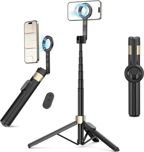 Vista 8 de Vimose - Trípode magnético para iPhone, mini trípode para selfie stick para Magsafe, trípode de viaje portátil giratorio de 360°, soporte