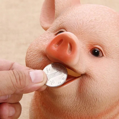 Vista 4 de Norbi - Hucha de resina para niños diseño de cerdito