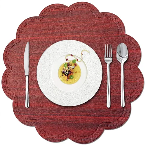 Vista 10 de Juego de 6 manteles individuales redondos para mesa de comedor, poliuretano impermeable, aislamiento térmico, resistente a las manchas