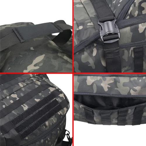 Vista 6 de Greencity Bolsa de lona de viaje para fin de semana, bolsa de noche impermeable, pequeña, grande para hombres y mujeres, 25L 42L 68L, Camo Negro