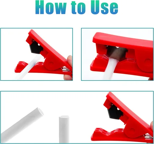 Vista 3 de Litoexpe 3 piezas de cortador de tubos de plástico PTFE, cortador de tubo rojo, cortador de manguera de tubo cuadrado para tubo de nailon PVC PU