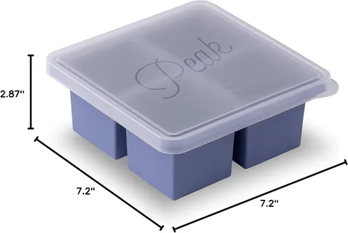 Vista 7 de W&P Cup Cubes - Bandeja de silicona para congelador con tapa, azul, hace 4 porciones perfectas de 1 taza, congela y almacena sopa, caldo, salsa