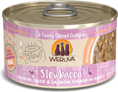 Vista 12 de Weruva Classic Cat Stews!, Stew's Clues con pavo, pollo y salmón en salsa, lata de 2.8 onzas (paquete de 12)