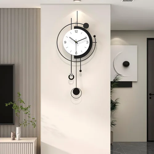 Vista 10 de Reloj de pared grande con péndulo decorativo, funciona con pilas Analog Silent Quartz Black Modern Clock for Living Room,Bedroom,Kitchen,Dining