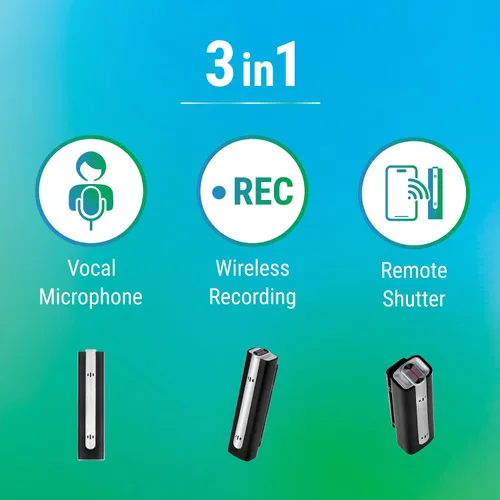 Vista 8 de Micrófono de solapa inalámbrico Bluetooth, cancelación de ruido, sin receptor, rango de 15M, batería de 10 horas, obturador remoto, para GoPro Hero