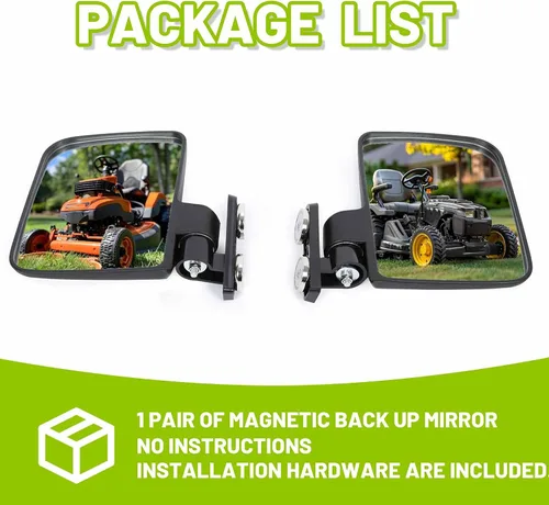 Vista 6 de KUAFU Espejos magnéticos universales para tractor, compatibles con Kubota John Deere, cortacésped de giro cero, espejos laterales traseros negros, 2