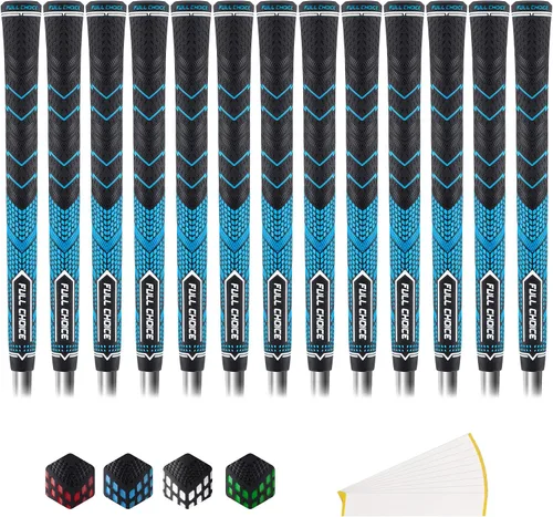 Vista 20 de Golf Grips, 13-Pack High-Traction Rubber Club Grips with Low-Taper Design and Micro-Texture, Standard, Midsize or Jumbo, Tape Set or Complete Azul