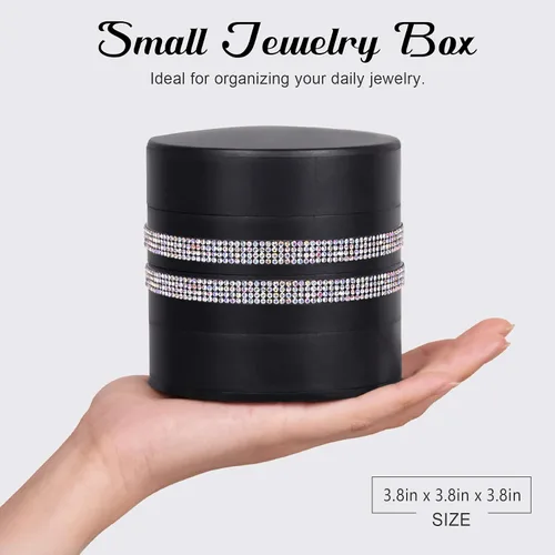 Vista 2 de CONBOLA Organizador de joyas, caja de almacenamiento de joyas pequeña para mujer, soporte para aretes para mujeres, bandeja de joyería giratoria