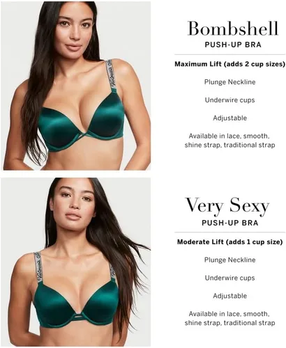 Vista 5 de Victoria's Secret Bombshell - Brasier push up, añade 2 copas, brasieres para mujer (32A-38DDD)
