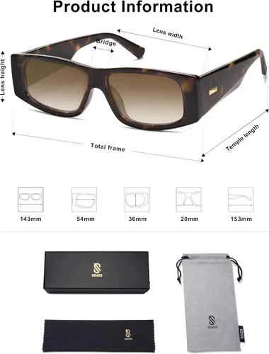 Vista 59 de SOJOS Gafas de sol polarizadas rectangulares Y2K de moda para mujeres y hombres, gafas de sol rave de diseñador de moda SJ2228