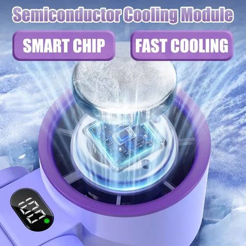 Vista 7 de Ventilador de mano portátil recargable de 100 velocidades, turbo de refrigeración por hielo, mini ventilador personal pequeño plegable 3 en 1