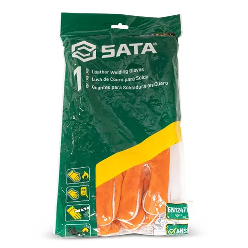 Vista 4 de SATA Guantes rectos para soldadura de dedos, talla grande, STFS0105, naranja