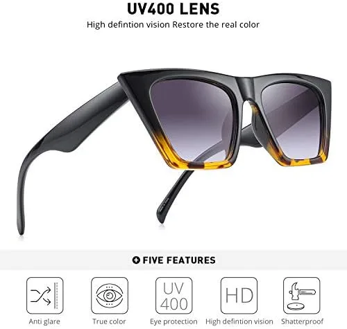 Vista 5 de OLIEYE Gafas de sol de ojo de gato cuadrado vintage mujeres moda pequeña cateye gafas de sol