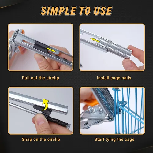 Vista 4 de Alicates de anillo de uñas tipo M con 2400 piezas de clips M para cercas de conejo, pollo, alambre, pinzas de cerdo, kit de alicates de cerdo