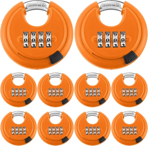 Vista 10 de Maitys Paquete de 10 cerraduras de combinación de 4 dígitos de acero inoxidable con código de disco con grillete de acero endurecido para Negro