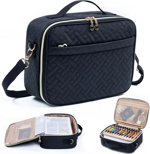 Vista 12 de Elegante funda para la Biblia de IMAGINING para mujer, funda para Biblia con asas y bolsas, gran regalo y protector de libros