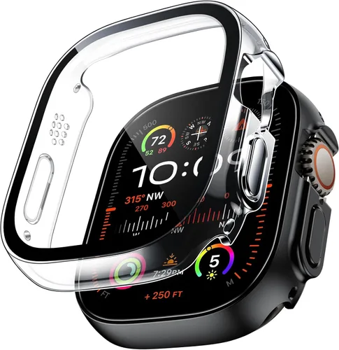 Vista 26 de TAURI - Juego de 2 carcasas rígidas para Apple Watch Series 10 (2024) 46mm, con protector de pantalla de cristal templado PC