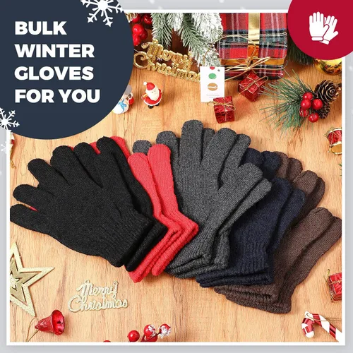 Vista 6 de 96 pares de guantes mágicos de invierno a granel, elásticos y cálidos, guantes térmicos gruesos de punto para hombres y mujeres, regalo cálido