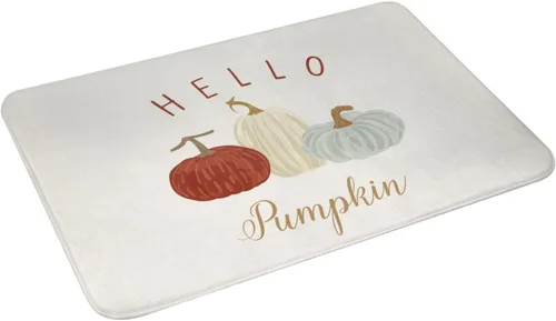Vista 4 de Alfombra de baño para baño, calabaza, otoño, granja, Acción de Gracias, alfombra de ducha de espuma viscoelástica antideslizante, alfombra pequeña