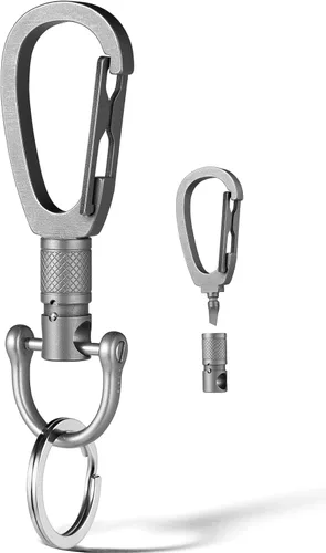 Vista 8 de TIMULTI Clip de llavero de titanio, Clip de llave EDC, llavero giratorio desmontable de liberación rápida, gancho de llavero, soporte para llavero