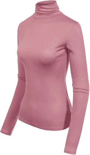 Vista 5 de MixMatchy Camisetas de manga larga delgadas y ligeras para mujer, cuello alto, capa base, camisetas activas
