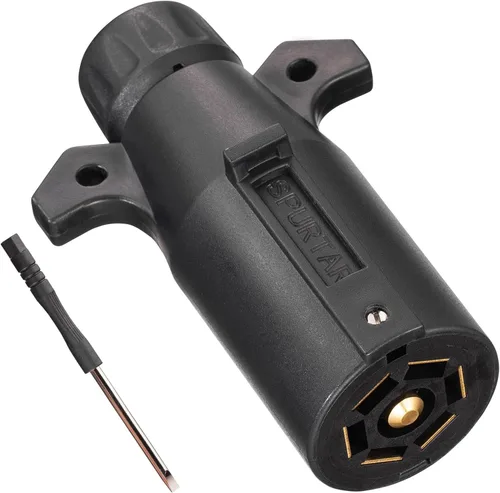 Vista 12 de Spurtar Enchufe de remolque de 7 pines redondo de 7 vías, estilo RV, hoja plana, arnés de cableado de luz de remolque, conector de repuesto