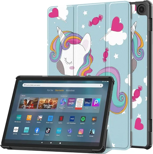 Vista 21 de Funda tipo folio con tapa para tablet Fire Max 11, ajuste delgado, de piel sintética de alta calidad, parte trasera dura, con función de apagado