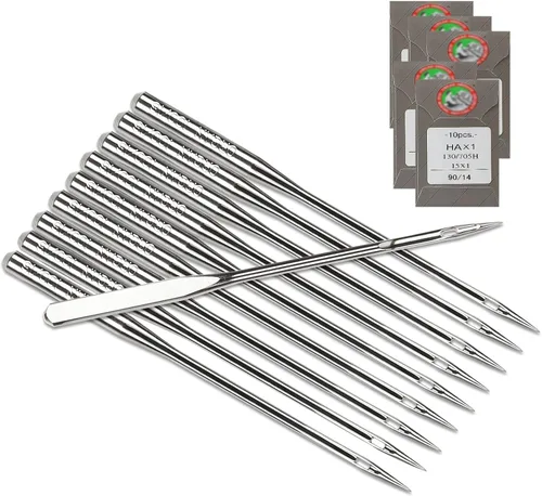 Vista 10 de 50 piezas de agujas de bordar para máquina Brother, tamaño 65/9 130/705H, HAx1, agujas de máquina de coser para máquina de coser Brother