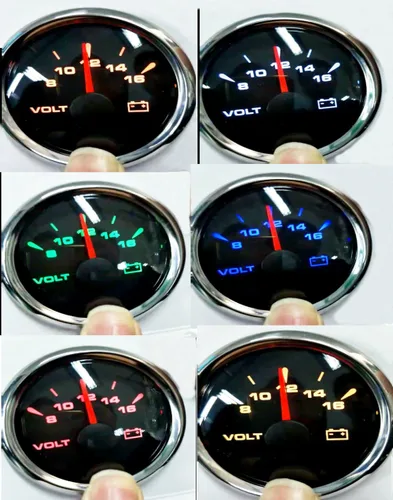 Vista 3 de SAMDO 7 Luz Trasera Universal Voltímetros de 52mm Medidores de Voltaje 8-16V para Barco, Yate, Auto, Motor Home, Camión