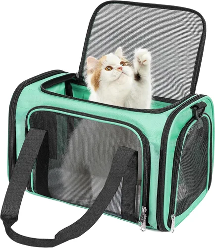 Vista 11 de Discala Transportador para perros y gatos de hasta 15 libras, aprobado por la aerolínea TSA, para gatos pequeños y medianos, cachorros